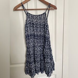 Navy and White Patterned Mini Dress